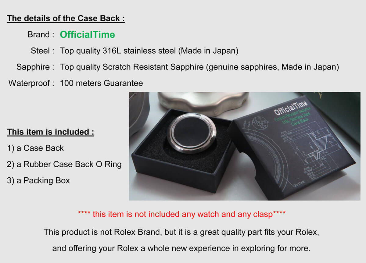 OfficialTime Case Back for Rolex